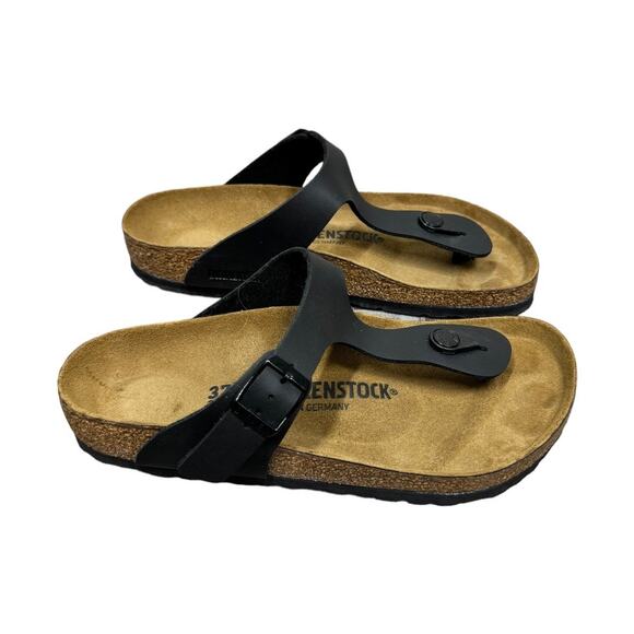Birkenstock Gizeh Birko-Flor Black Sandals Women's 6 37 Cork Footbed Thong - Picture 3 of 8